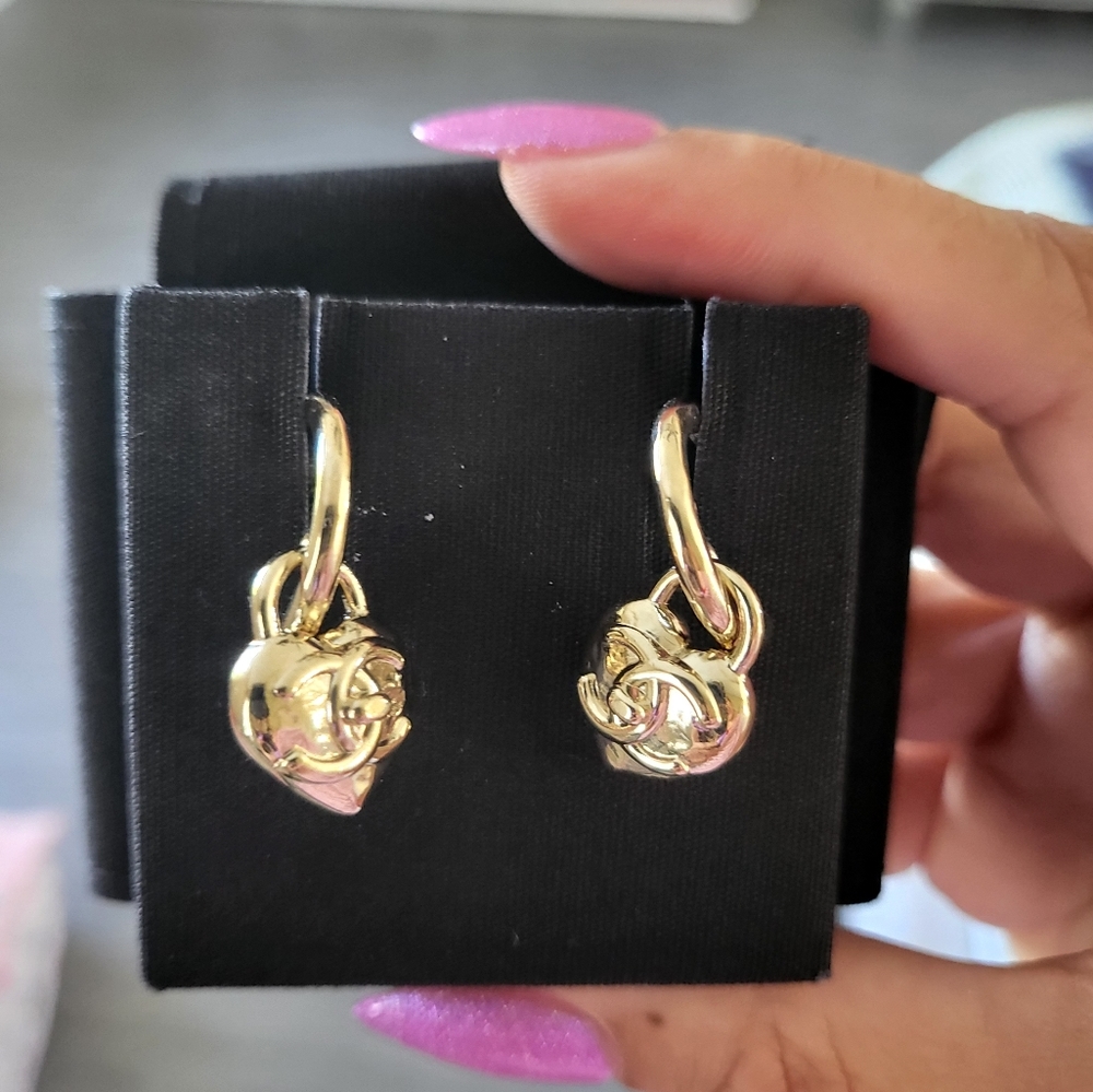 Chanel heart turnlock earrings